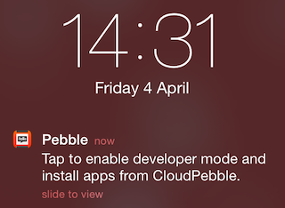 CloudPebble lock screen notice